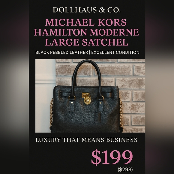 Michael Kors Black Satchel with Gold Details - Picture 1 of 10